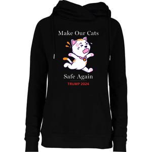 Donald Trump 2024 Funny Cat Conservative Maga Womens Funnel Neck Pullover Hood