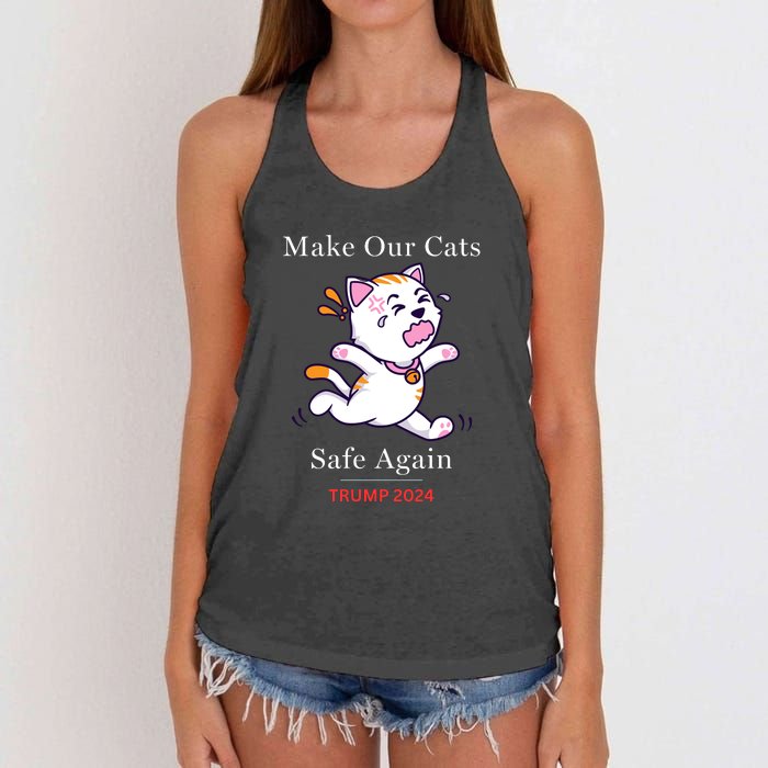 Donald Trump 2024 Funny Cat Conservative Maga Women's Knotted Racerback Tank