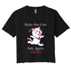 Donald Trump 2024 Funny Cat Conservative Maga Women's Crop Top Tee