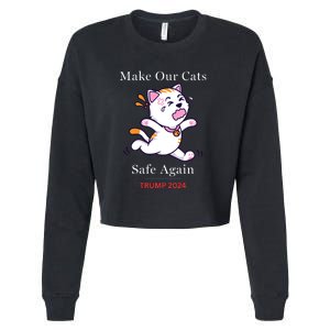 Donald Trump 2024 Funny Cat Conservative Maga Cropped Pullover Crew