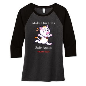 Donald Trump 2024 Funny Cat Conservative Maga Women's Tri-Blend 3/4-Sleeve Raglan Shirt