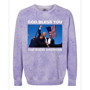 Donald Trump 2024 God Bless You God Bless America Colorblast Crewneck Sweatshirt