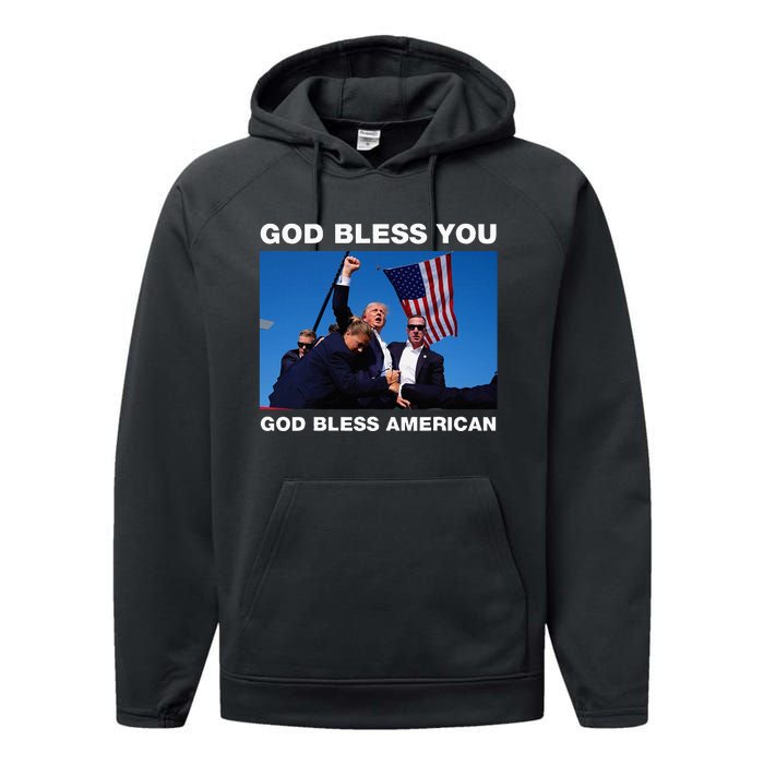 Donald Trump 2024 God Bless You God Bless America Performance Fleece Hoodie