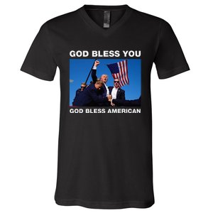 Donald Trump 2024 God Bless You God Bless America V-Neck T-Shirt