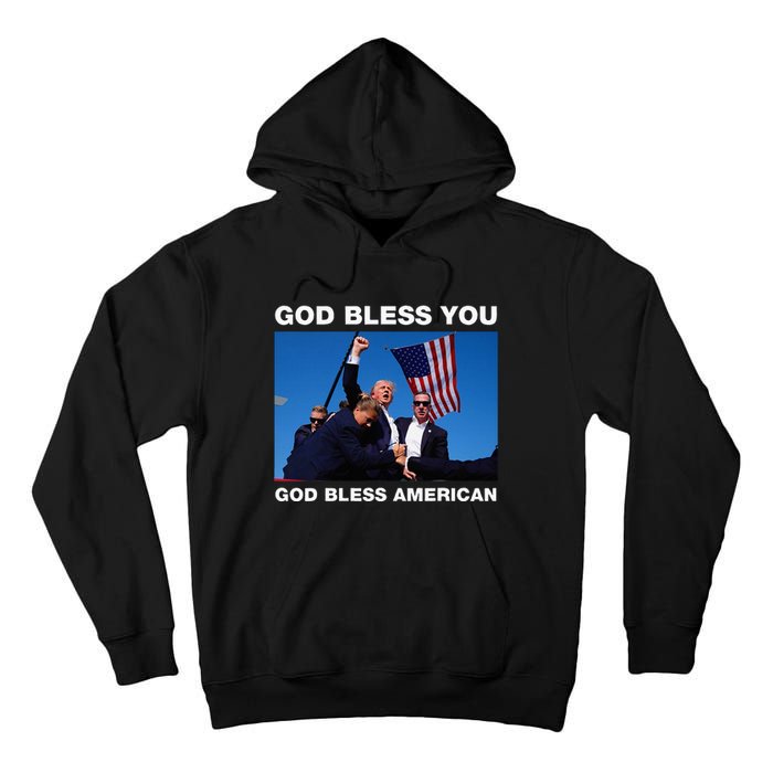 Donald Trump 2024 God Bless You God Bless America Tall Hoodie