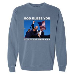 Donald Trump 2024 God Bless You God Bless America Garment-Dyed Sweatshirt