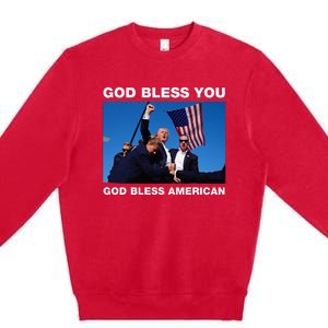 Donald Trump 2024 God Bless You God Bless America Premium Crewneck Sweatshirt