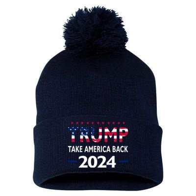 Donald Trump 2024 Take America Back Election The Return Pom Pom 12in Knit Beanie