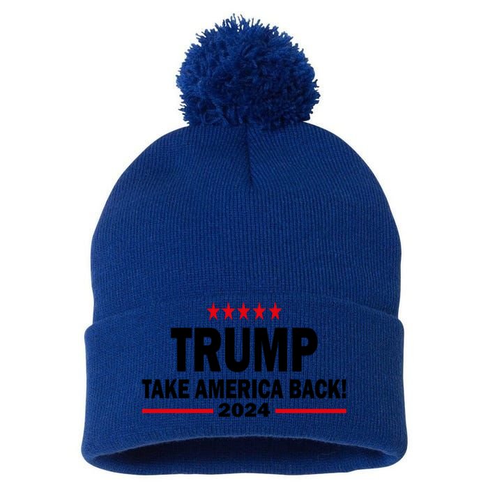 Donald Trump 2024 Take America Back Meaningful Gift Pom Pom 12in Knit Beanie