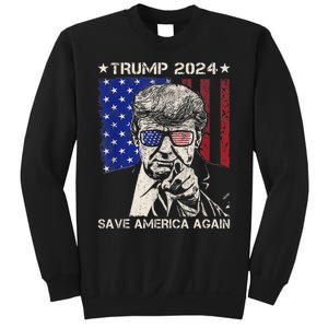 Donald Trump 2024 Save America Again American Flag Sweatshirt