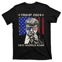 Donald Trump 2024 Save America Again American Flag T-Shirt