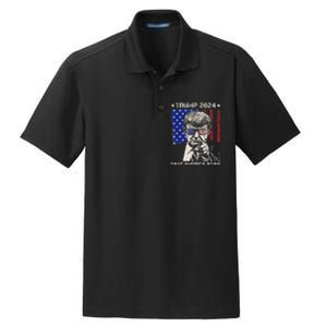 Donald Trump 2024 Save America Again American Flag Dry Zone Grid Polo