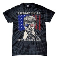 Donald Trump 2024 Save America Again American Flag Tie-Dye T-Shirt