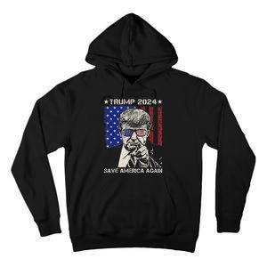 Donald Trump 2024 Save America Again American Flag Tall Hoodie