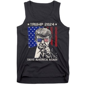 Donald Trump 2024 Save America Again American Flag Tank Top