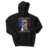 Donald Trump 2024 Save America Again American Flag Kids Hoodie