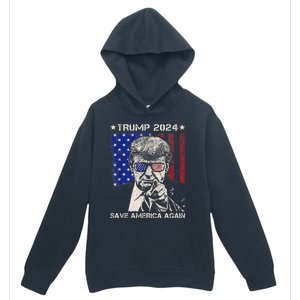 Donald Trump 2024 Save America Again American Flag Urban Pullover Hoodie