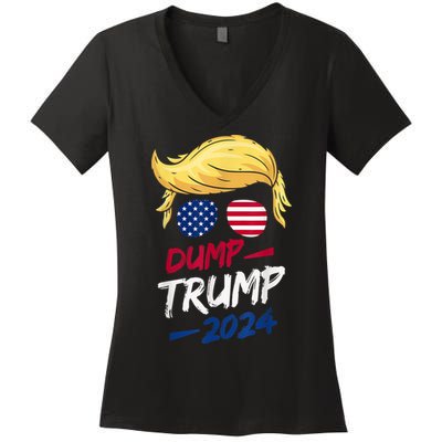 Dump Trump 2024 Funny Support Trump Election The Return Women's V-Neck T-Shirt