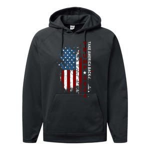 Donald Trump 2024 Take America Back American Flag Patriotic Performance Fleece Hoodie