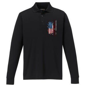 Donald Trump 2024 Take America Back American Flag Patriotic Performance Long Sleeve Polo