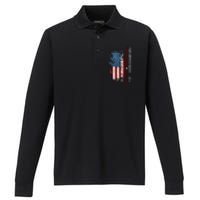 Donald Trump 2024 Take America Back American Flag Patriotic Performance Long Sleeve Polo