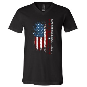 Donald Trump 2024 Take America Back American Flag Patriotic V-Neck T-Shirt