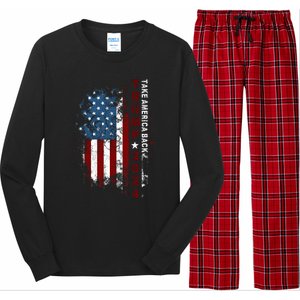 Donald Trump 2024 Take America Back American Flag Patriotic Long Sleeve Pajama Set