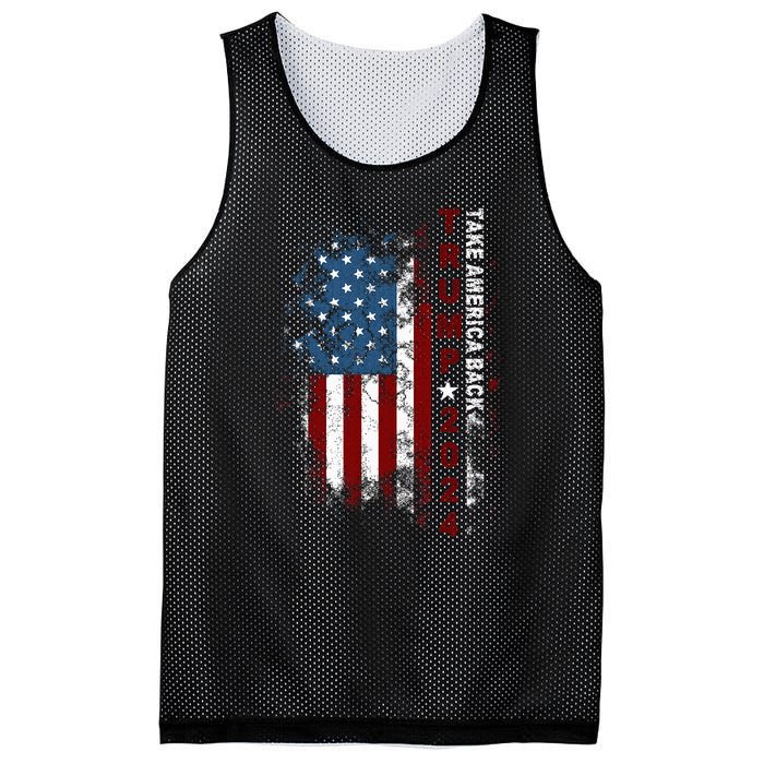 Donald Trump 2024 Take America Back American Flag Patriotic Mesh Reversible Basketball Jersey Tank