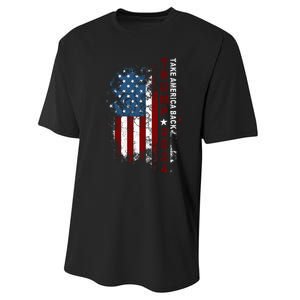 Donald Trump 2024 Take America Back American Flag Patriotic Performance Sprint T-Shirt