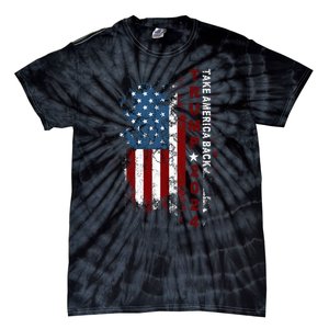 Donald Trump 2024 Take America Back American Flag Patriotic Tie-Dye T-Shirt