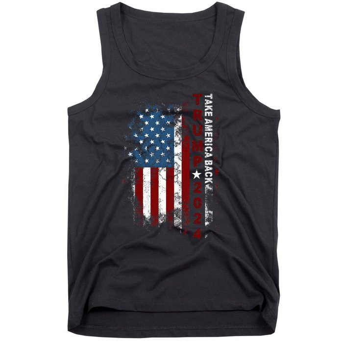 Donald Trump 2024 Take America Back American Flag Patriotic Tank Top