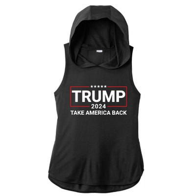 Donald Trump 2024 Take America Back Election The Return 7625 Ladies PosiCharge Tri-Blend Wicking Draft Hoodie Tank