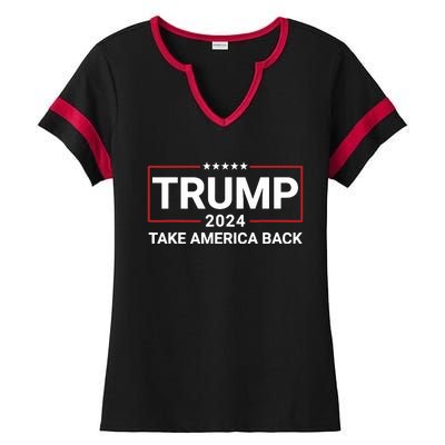 Donald Trump 2024 Take America Back Election The Return 7625 Ladies Halftime Notch Neck Tee