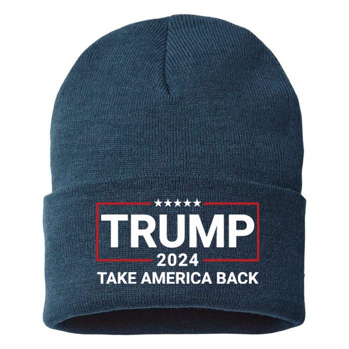 Donald Trump 2024 Take America Back Election The Return 7625 Sustainable Knit Beanie