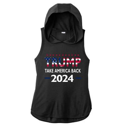 Donald Trump 2024 Take America Back Election The Return Ladies PosiCharge Tri-Blend Wicking Draft Hoodie Tank