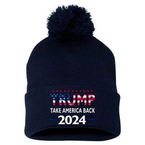 Donald Trump 2024 Take America Back Election The Return Pom Pom 12in Knit Beanie