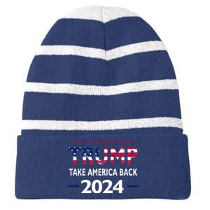 Donald Trump 2024 Take America Back Election The Return Striped Beanie with Solid Band