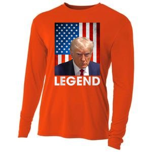 Donald Trump 2024 Mug Shot President Legend American Flag Cooling Performance Long Sleeve Crew