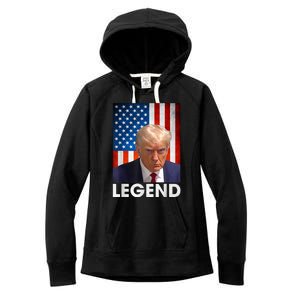 Donald Trump 2024 Mug Shot President Legend American Flag Women's Fleece Hoodie