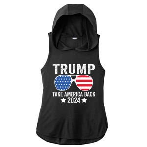 Donald Trump 2024 Take America Back Donald Trump 2024 Ladies PosiCharge Tri-Blend Wicking Draft Hoodie Tank