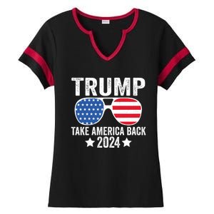 Donald Trump 2024 Take America Back Donald Trump 2024 Ladies Halftime Notch Neck Tee