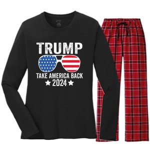 Donald Trump 2024 Take America Back Donald Trump 2024 Women's Long Sleeve Flannel Pajama Set 