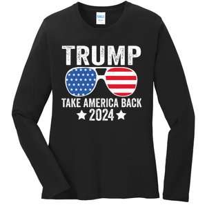 Donald Trump 2024 Take America Back Donald Trump 2024 Ladies Long Sleeve Shirt