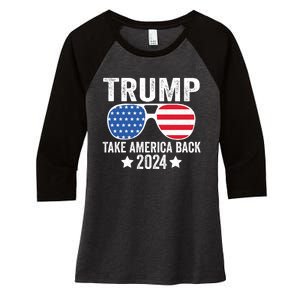 Donald Trump 2024 Take America Back Donald Trump 2024 Women's Tri-Blend 3/4-Sleeve Raglan Shirt