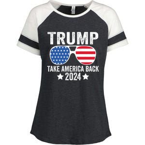 Donald Trump 2024 Take America Back Donald Trump 2024 Enza Ladies Jersey Colorblock Tee