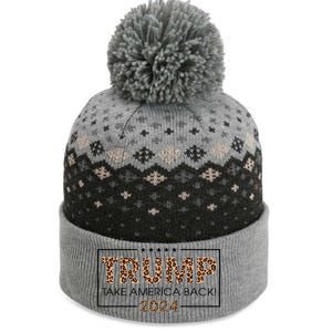 Donald Trump 2024 Take America Back Leopard Print Gift The Baniff Cuffed Pom Beanie