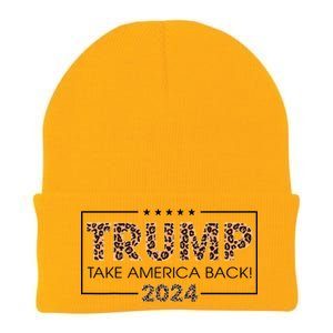 Donald Trump 2024 Take America Back Leopard Print Gift Knit Cap Winter Beanie