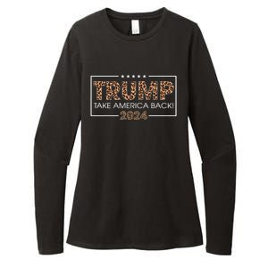 Donald Trump 2024 Take America Back Leopard Print Gift Womens CVC Long Sleeve Shirt