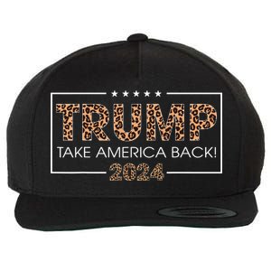 Donald Trump 2024 Take America Back Leopard Print Gift Wool Snapback Cap