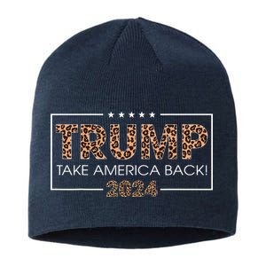 Donald Trump 2024 Take America Back Leopard Print Gift Sustainable Beanie